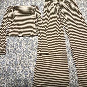 SHEIN Brown and White Striped Set